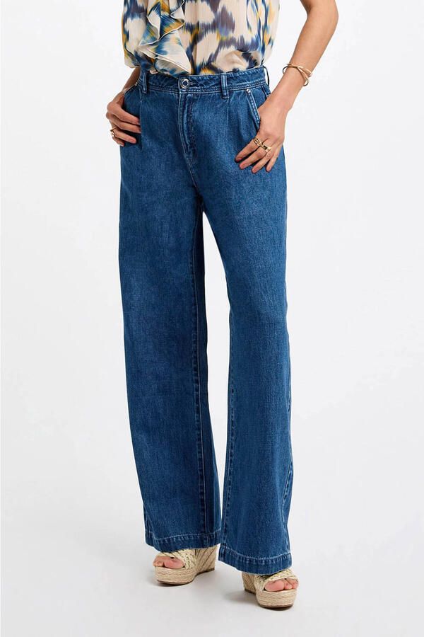 Morgan high waist wide leg jeans medium blue denim