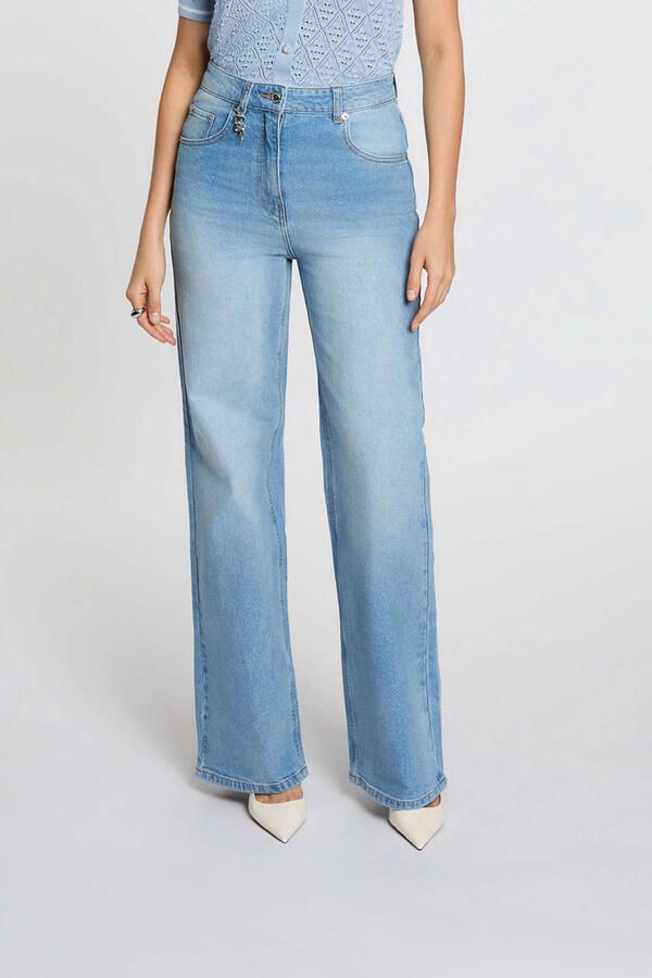 Morgan high waist wide leg jeans medium blue denim