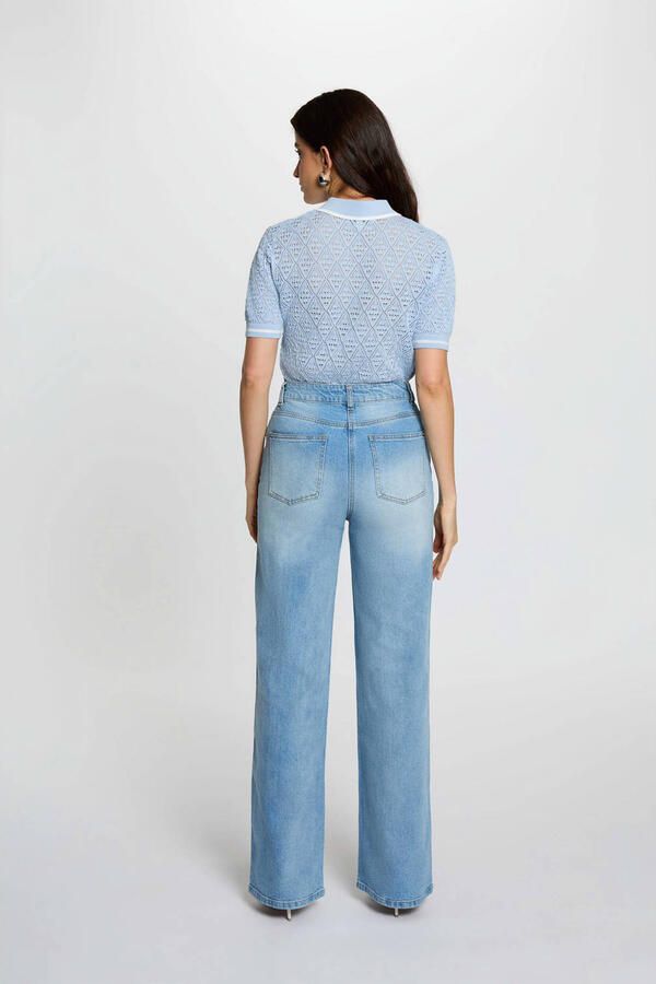 Morgan high waist wide leg jeans medium blue denim - Foto 2