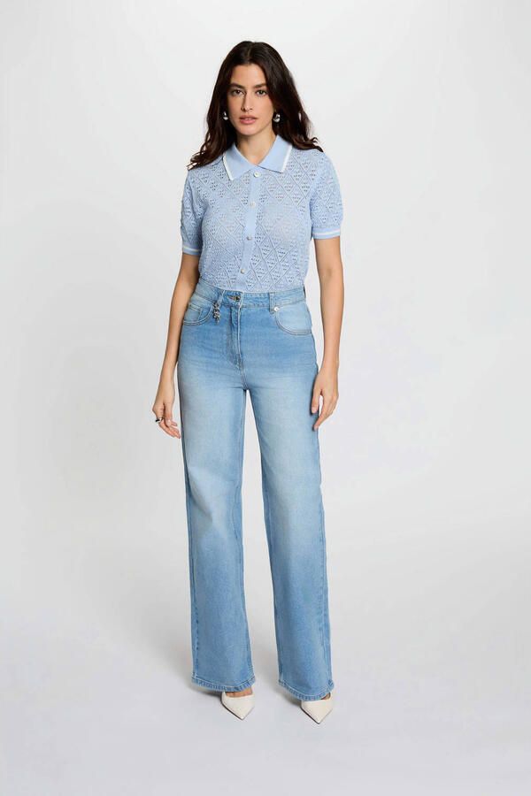 Morgan high waist wide leg jeans medium blue denim - Foto 3