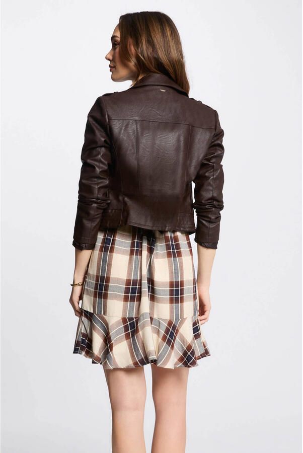 Morgan imitatieleren bikerjack donkerbruin - Foto 2