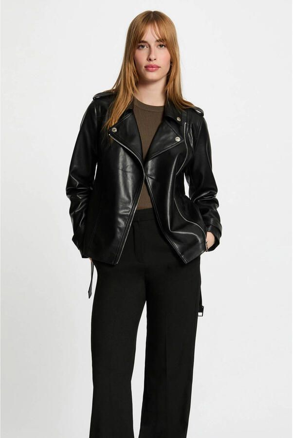 Morgan imitatieleren bikerjack zwart - Foto 2