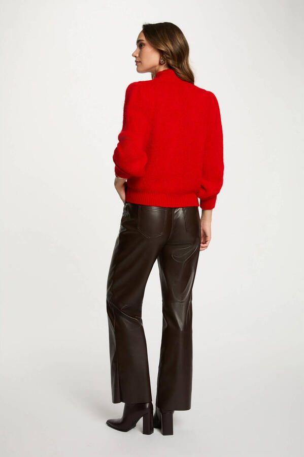 Morgan imitatieleren bootcut regular waist casual broek donkerbruin - Foto 2
