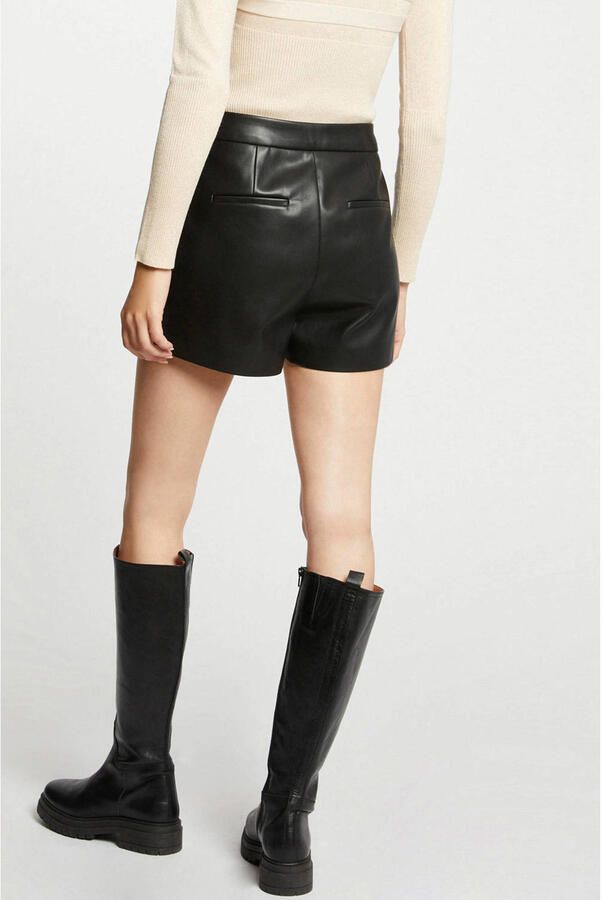 Morgan imitatieleren high waist loose fit short zwart