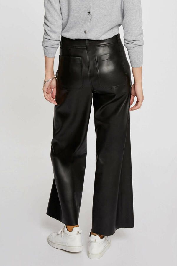 Morgan imitatieleren high waist regular fit broek zwart - Foto 2