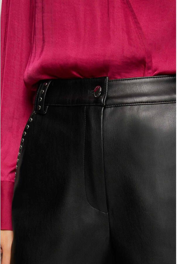 Morgan imitatieleren high waist regular fit short zwart - Foto 2