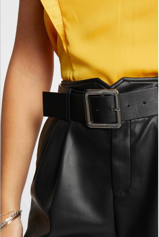 Morgan imitatieleren high waist slim fit short zwart - Foto 2