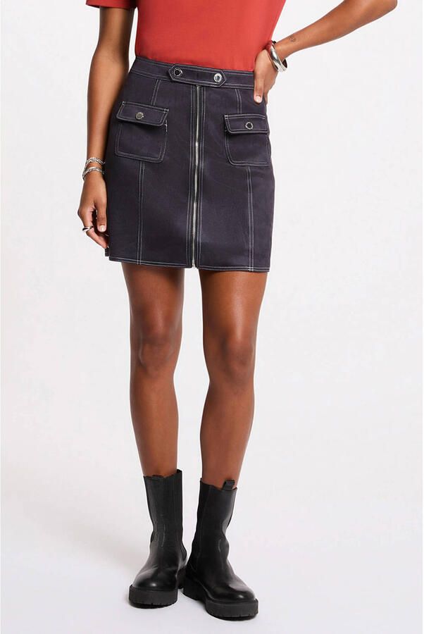 Morgan imitatieleren rok marineblauw