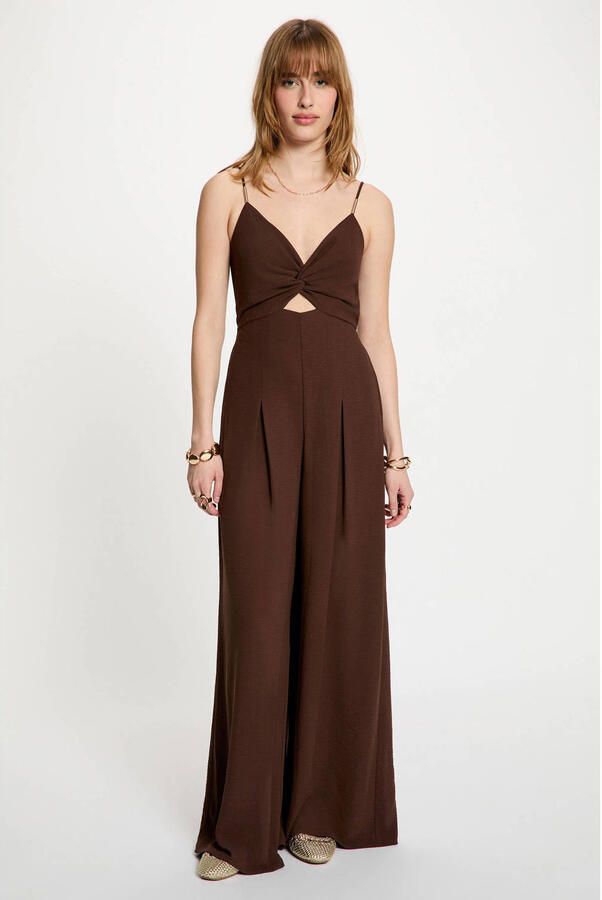 Morgan jumpsuit met cut-out donkerbruin