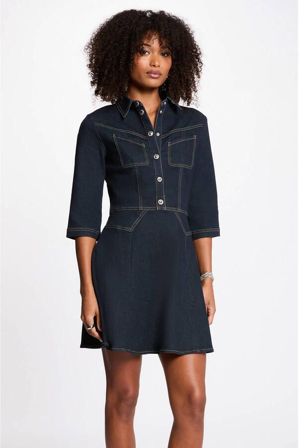 Morgan jurk dark blue denim