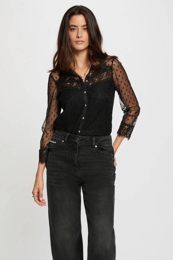 Morgan kanten blouse zwart - Foto 3