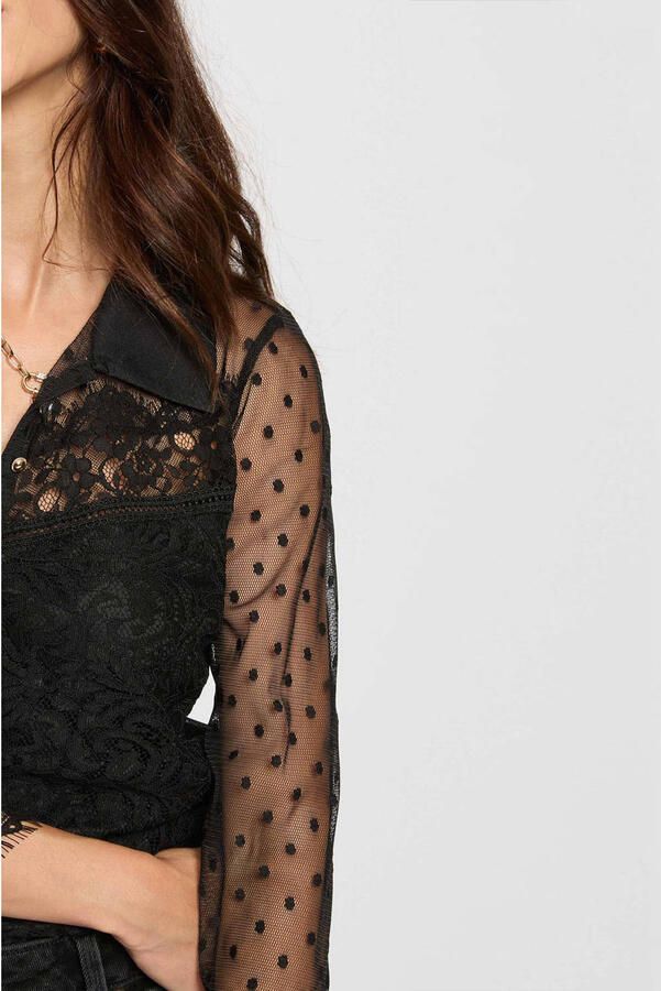 Morgan kanten blouse zwart