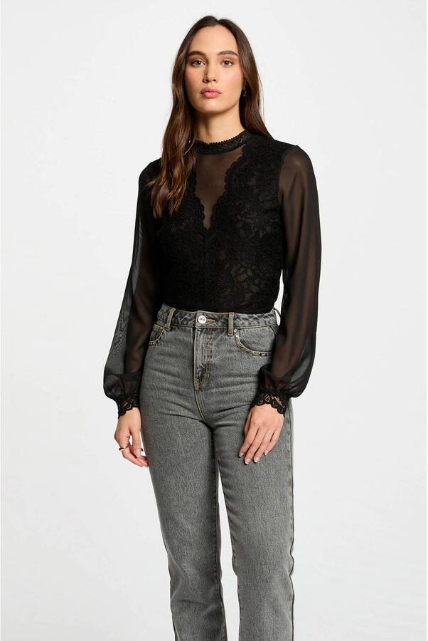 Morgan kanten body zwart