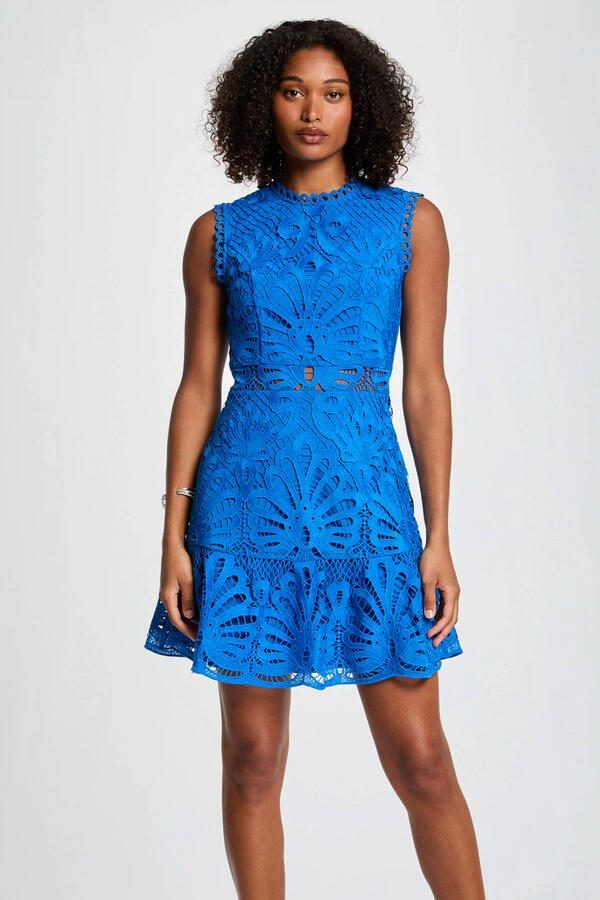 Morgan kanten jurk blauw