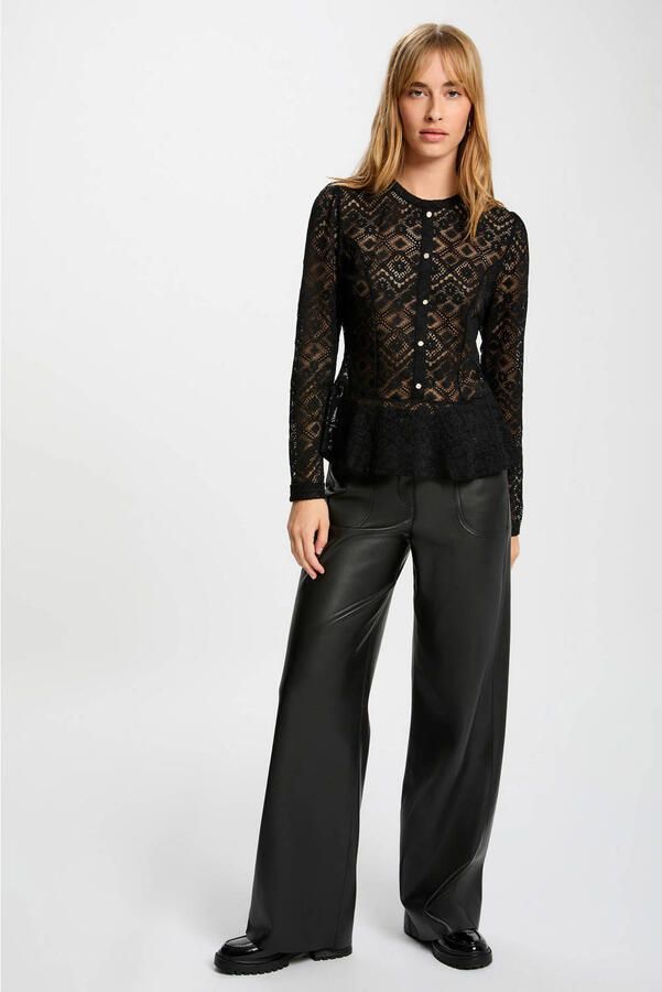 Morgan kanten peplum top zwart - Foto 2