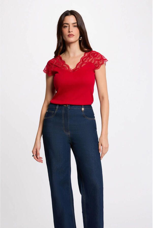 Morgan T-shirt Korte Mouw Dentelle