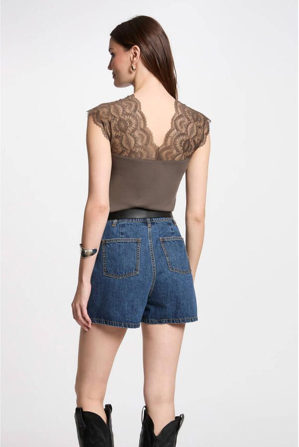 Morgan kanten top kakigroen - Foto 2