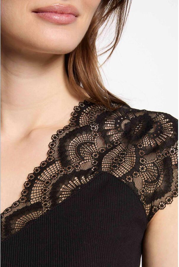 Morgan kanten top zwart