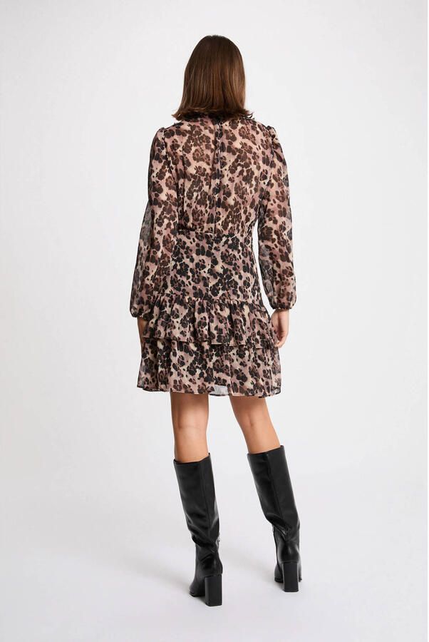 Morgan korte jurk met panterprint met glitter bruin - Foto 2