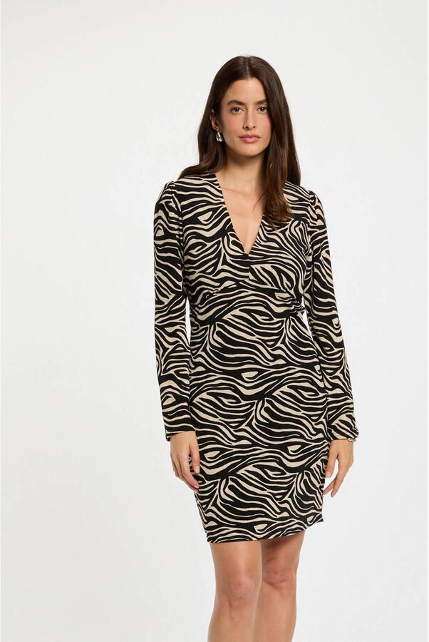 Morgan korte jurk met zebraprint ecru