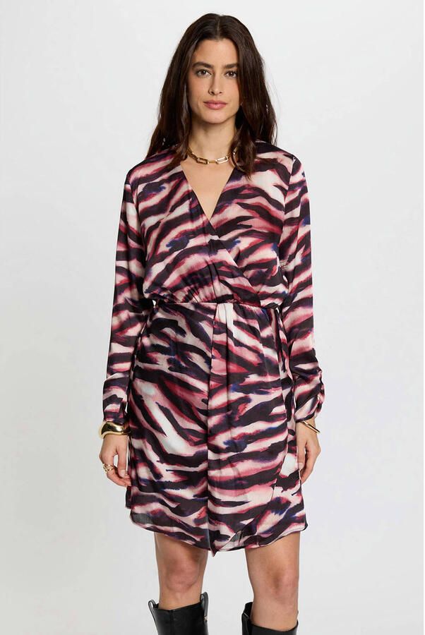 Morgan korte jurk met zebraprint zwart