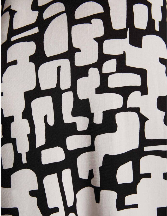 Morgan maxi jurk met all over print en ceintuur zwart wit - Foto 2