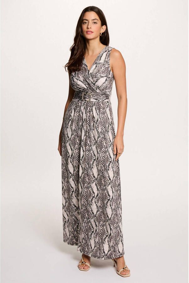 Morgan maxi jurk met dierenprint zwart