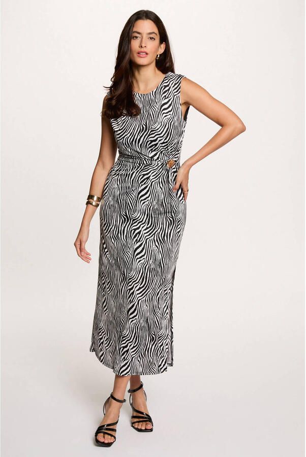 Morgan maxi jurk met zebraprint zwart