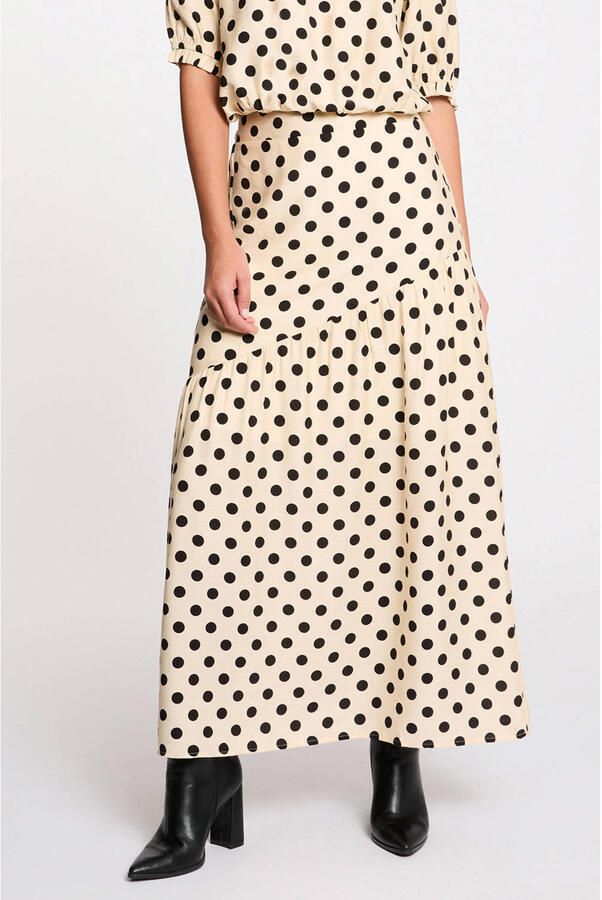 Morgan maxi rok met stippen ecru