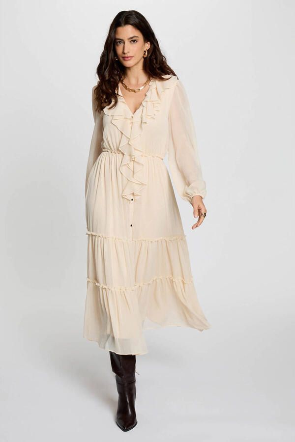 Morgan midi jurk beige