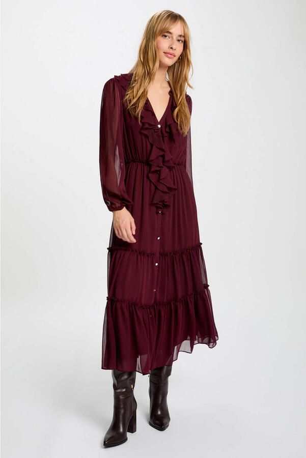 Morgan midi jurk donkerrood
