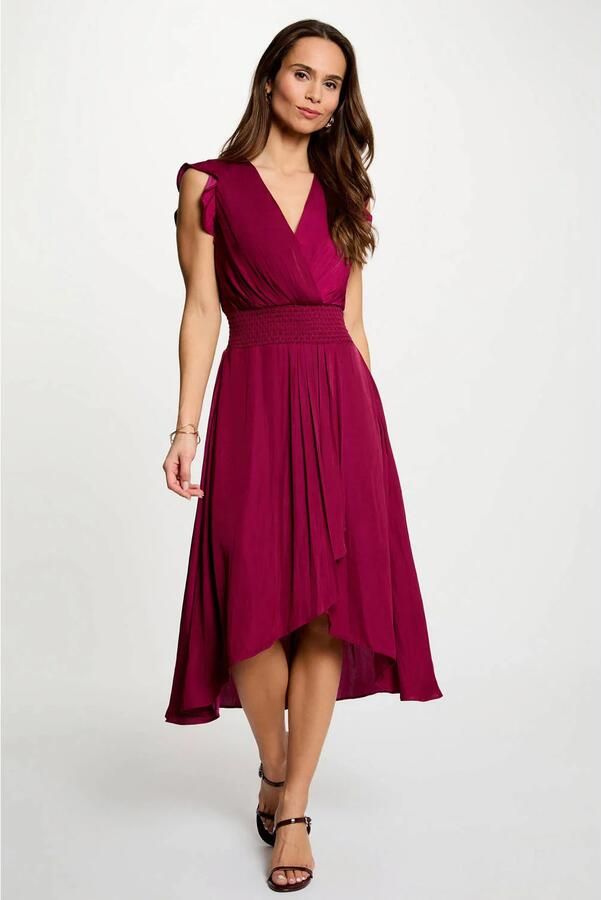Morgan midi jurk donkerrood