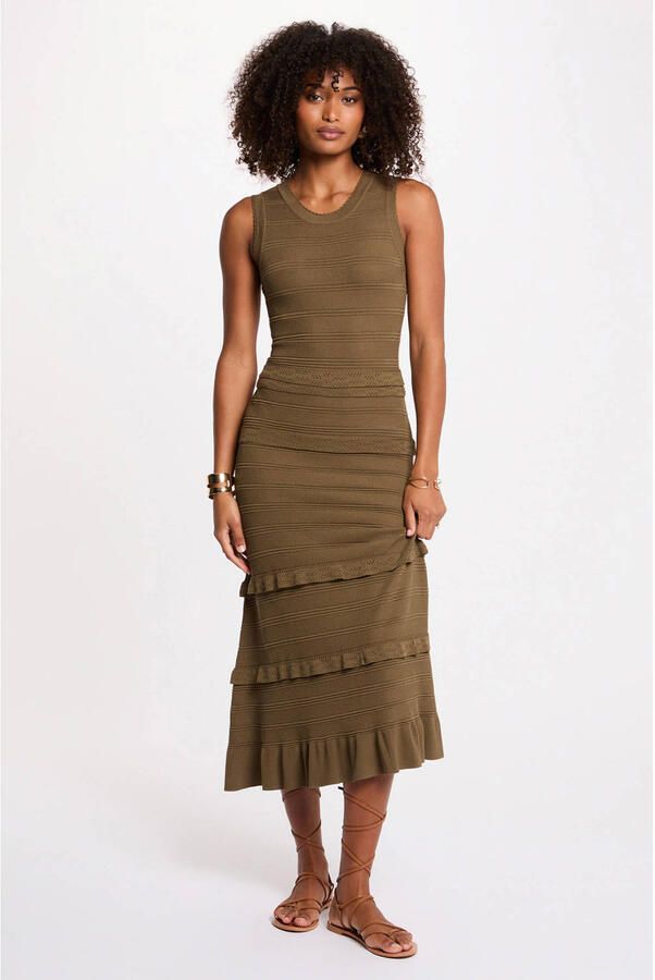 Morgan midi jurk kaki