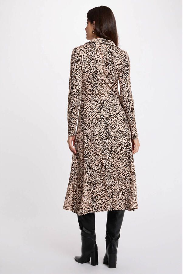 Morgan midi jurk met panterprint ecru - Foto 3