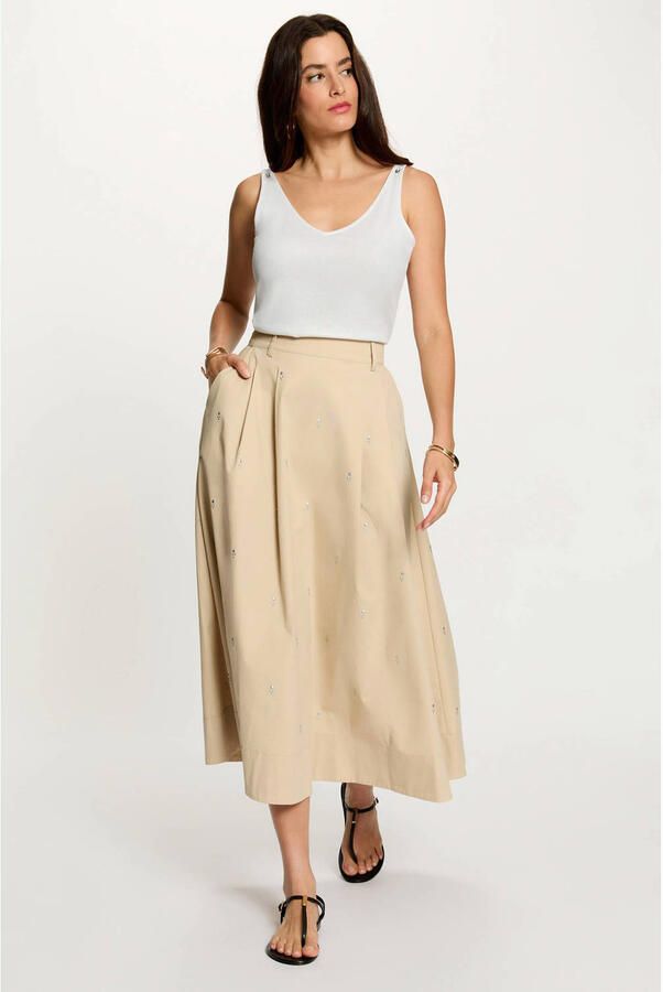Morgan midi rok met studs beige - Foto 3