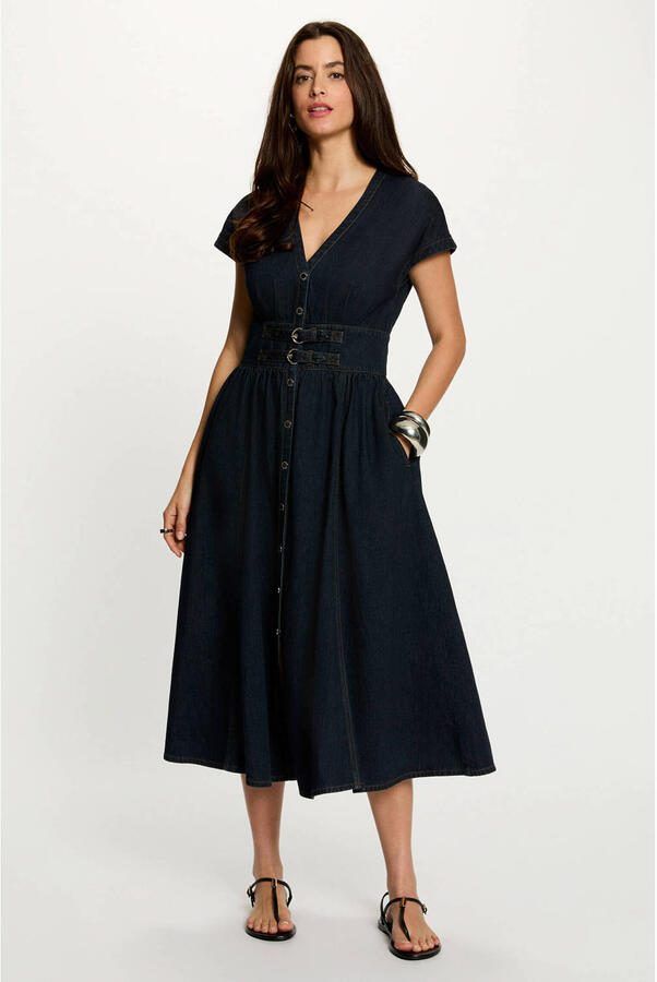 Morgan midi spijkerjurk donkerblauw