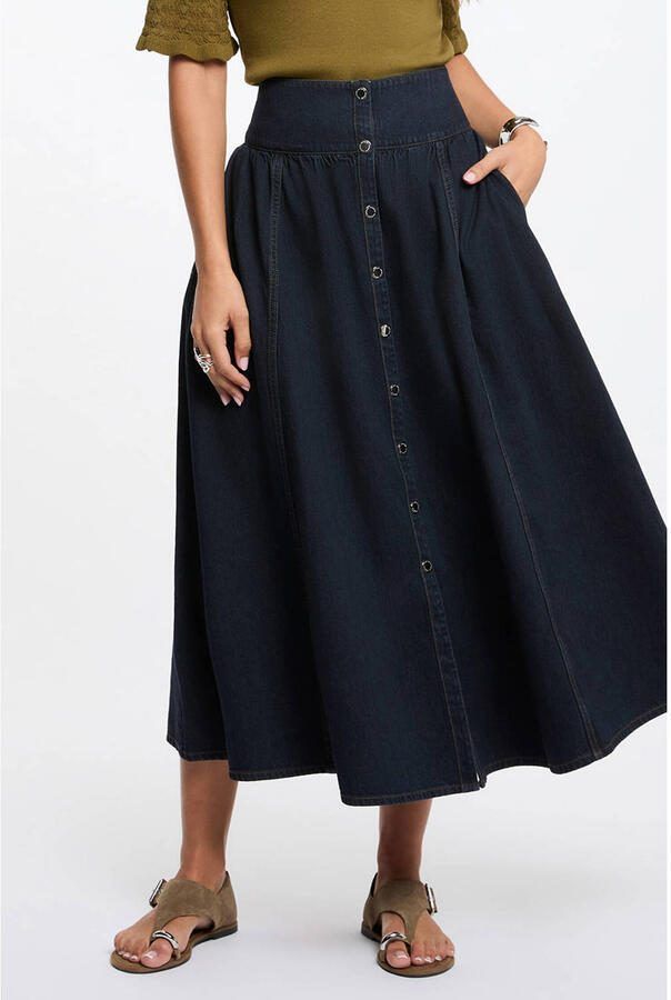 Morgan midi spijkerrok donkerblauw