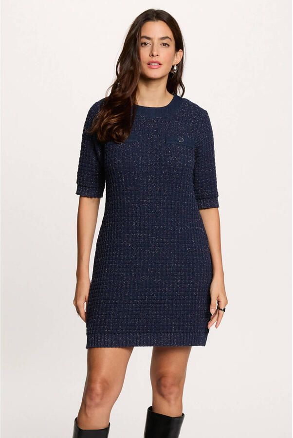 Morgan mini jurk met glitter marineblauw