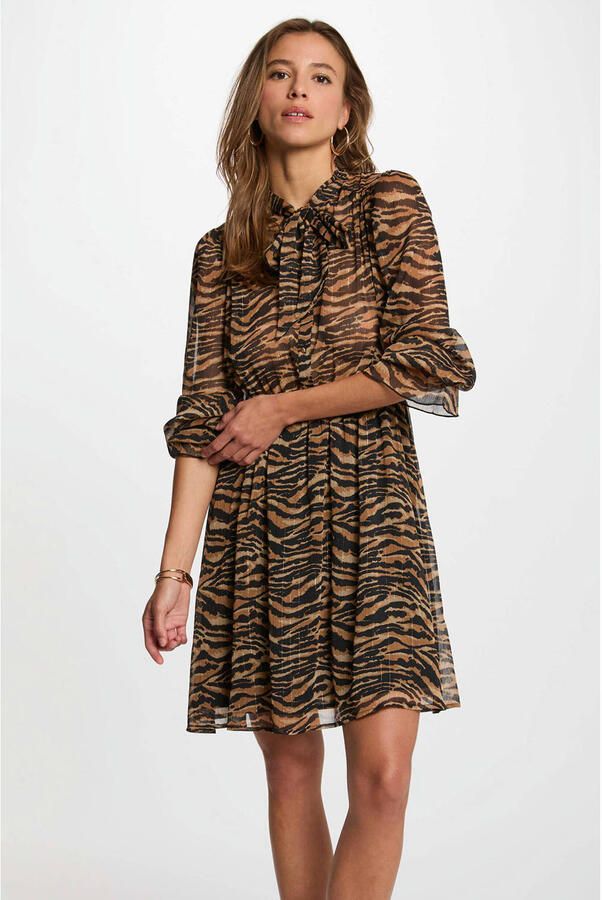 Morgan mini jurk met zebraprint bruin