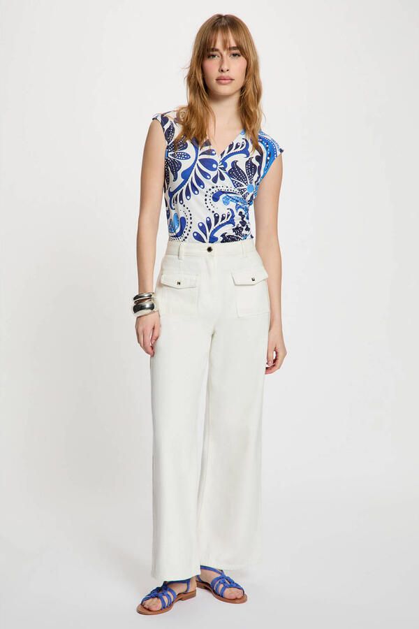 Morgan mouwloze top met paisley print ecru - Foto 3