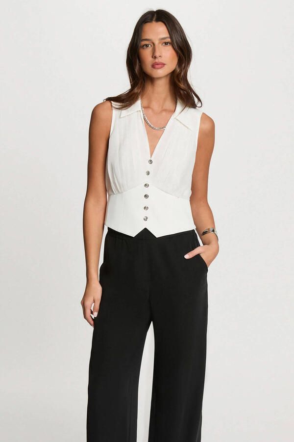 Morgan mouwloze top wit - Foto 3