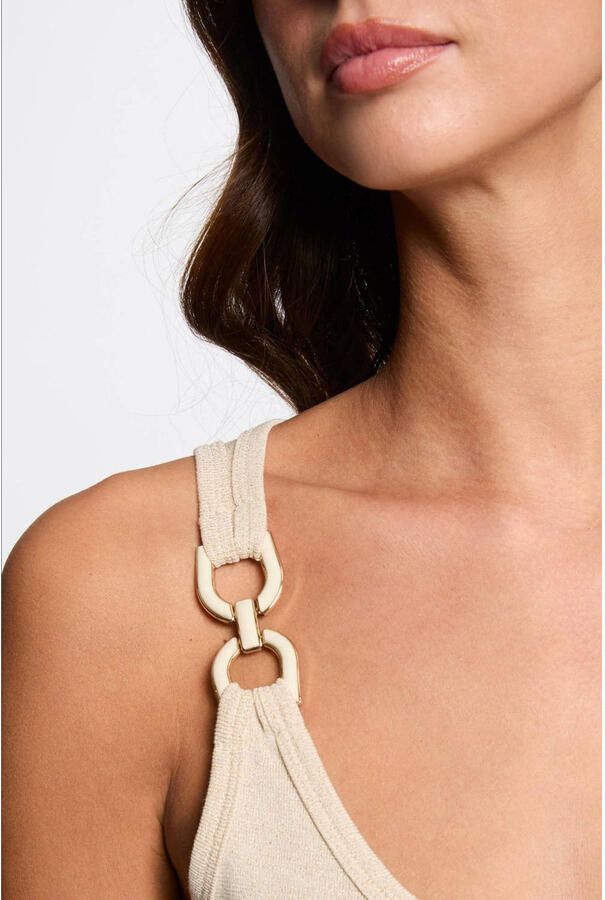 Morgan mouwloze top zand met glitter