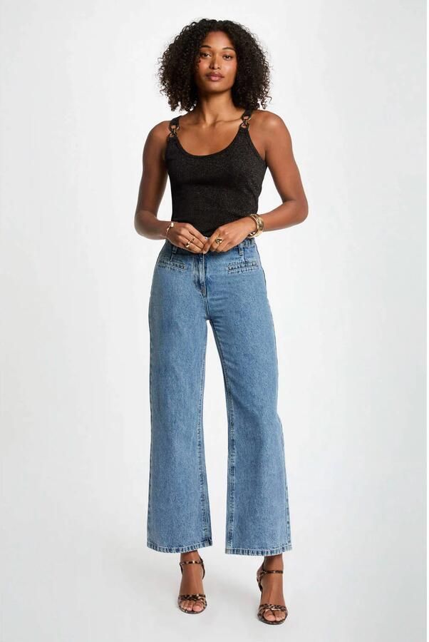 Morgan mouwloze top zwart met glitter