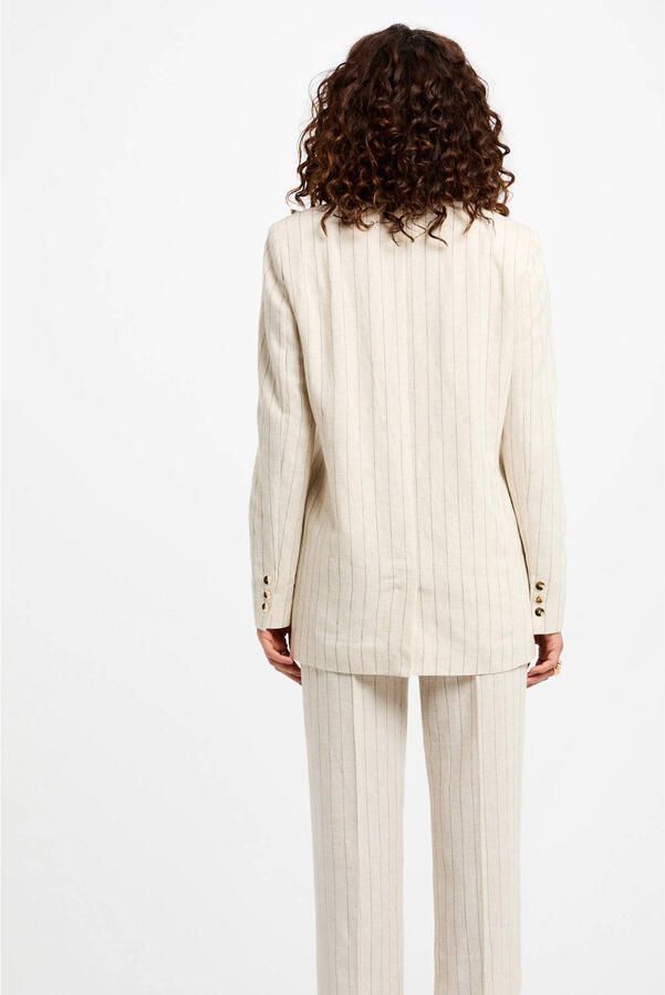 Morgan regular blazer met linnen met krijtstreep beige - Foto 2