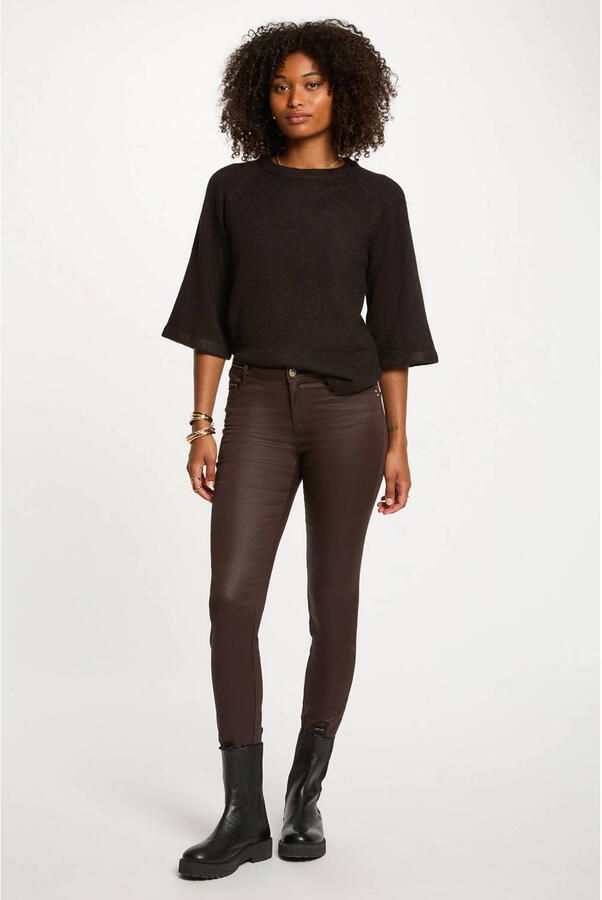 Morgan regular waist skinny tregging met studs donkerbruin - Foto 3