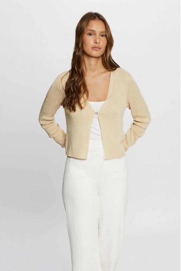 Morgan ribgebreid vest zand
