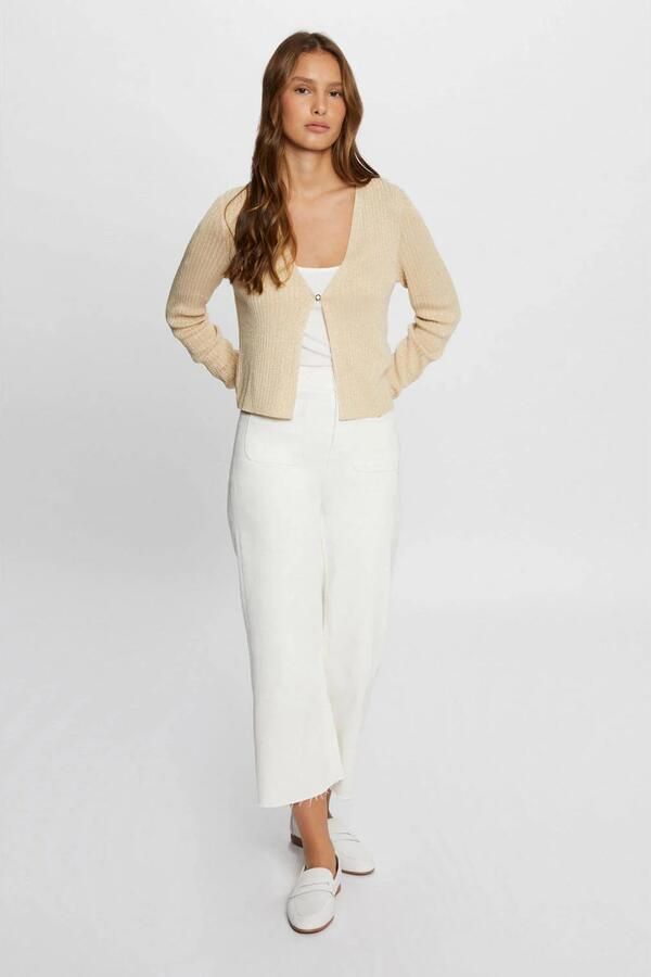 Morgan ribgebreid vest zand - Foto 2