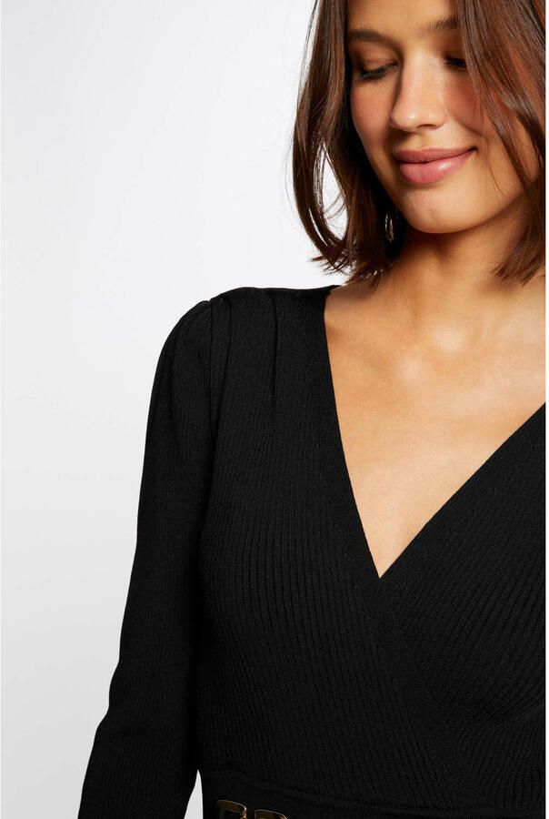 Morgan ribgebreide jurk zwart