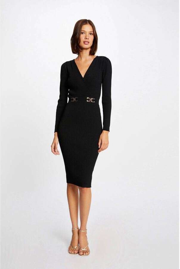 Morgan ribgebreide jurk zwart - Foto 2