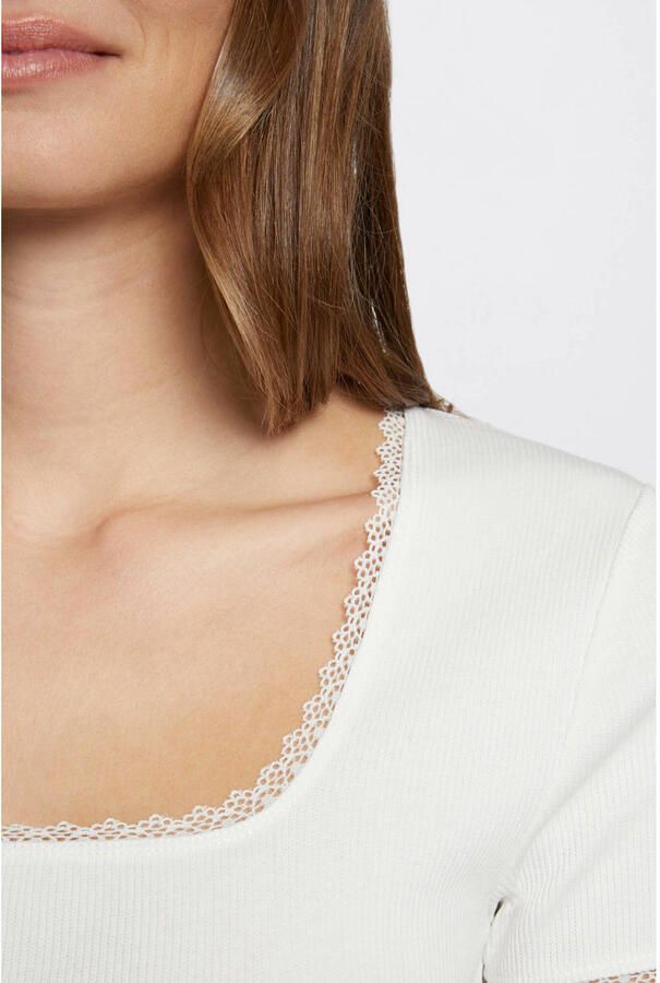 Morgan ribgebreide top ecru